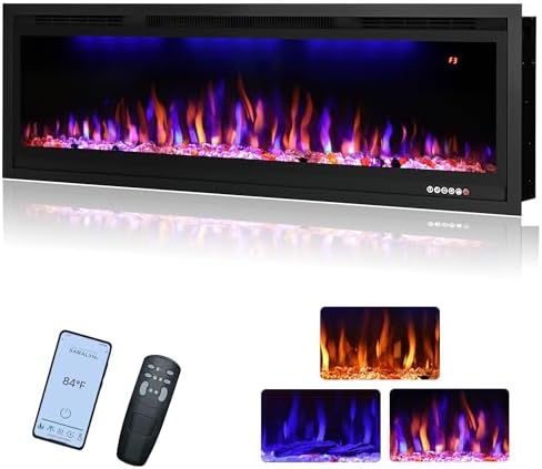 Rodalflame 50 Inch WiFi Electric Fireplace Insert with Thermostat and Smart App Control