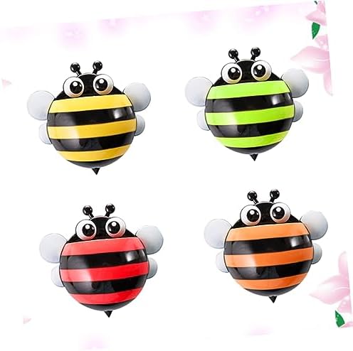 PRETYZOOM 4pcs Cartoon Bee Suction Cup Toothbrush Holder