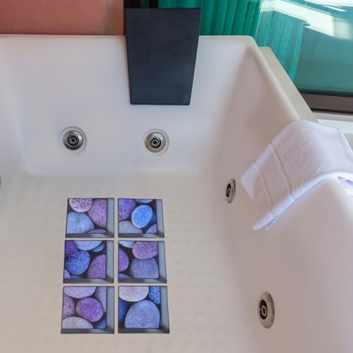 ULTNICE 6pcs 3D Bathtub Stickers Rock Pattern