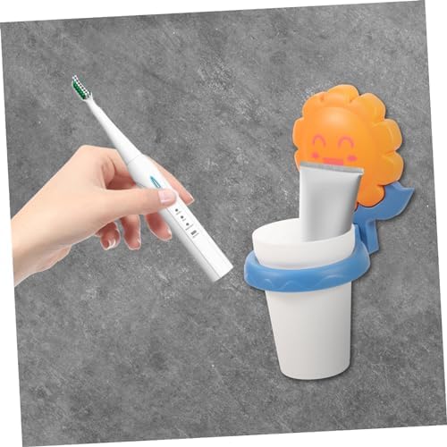 Hemoton Cartoon Toothbrush Cup Holder with Storage