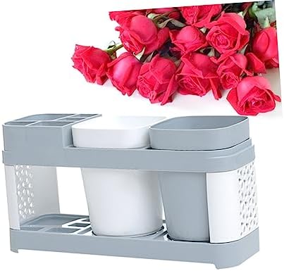 Luxshiny Suction Cup Toothbrush Holder with 2 Cups and 5 Slots