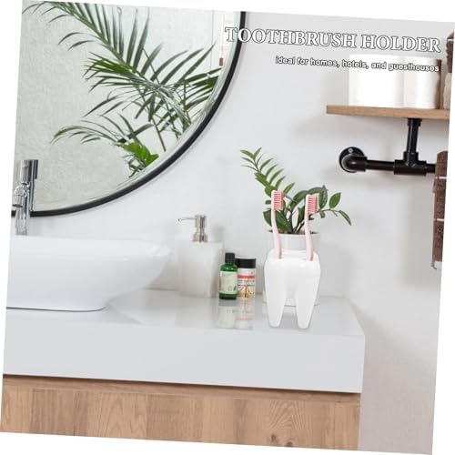Cabilock 2pcs Cute Tooth Shaped Brush Holder