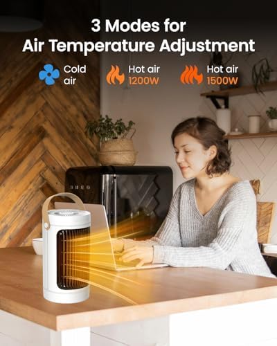ADTARK 1500W Fast Electric Space Heater with Thermostat and 3 Modes