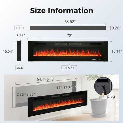 MAISON ARTS 72 Electric Fireplace with Remote Control