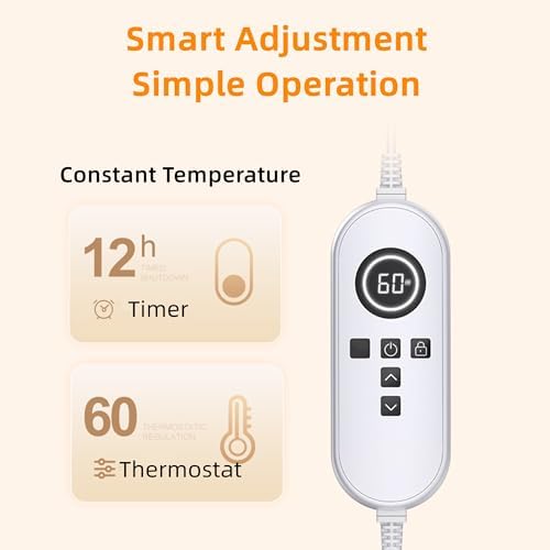 MOFGOE Heated Floor Mat 50x100cm with 60C Temp 12h Timer