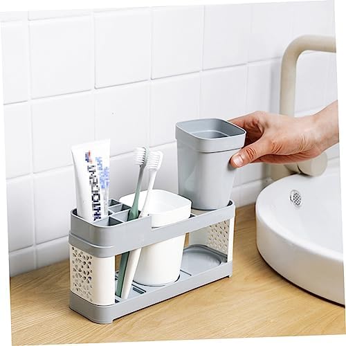 BUGUUYO Toothbrush Holder with 2 Cups 5 Slots