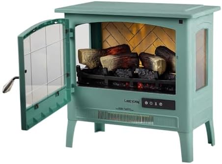 Country Living Infrared Electric Fireplace with Mineral Blue Finish