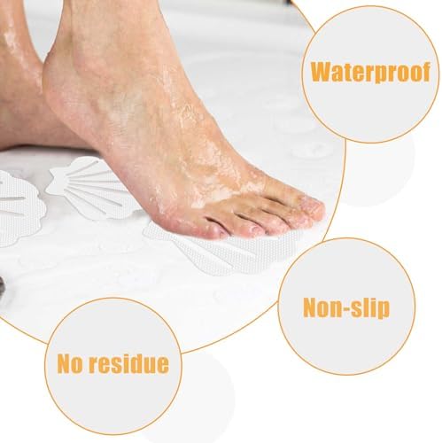 12 Pcs Non Slip Bathtub Stickers Sea Shell Shape Decals for Bathroom