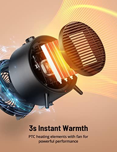 PARIS RHNE 1500W PTC Ceramic Space Heater with Thermostat and Safety Features
