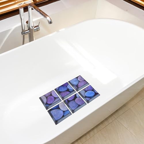 ULTNICE 6pcs 3D Bathtub Stickers Rock Pattern