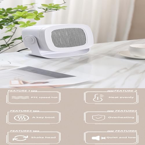 YOLEANSON Compact Electric Ceramic Heater with 2 Wind Speeds