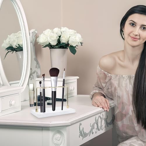 SOLUSTRE Marble Toothbrush Holder Makeup Brush Stand