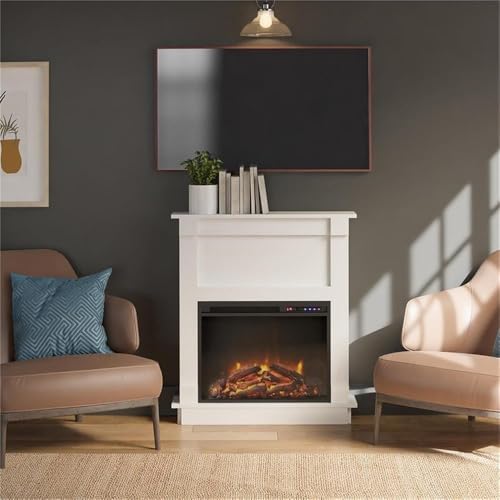Ameriwood Home Ellsworth Electric Fireplace with Mantel White