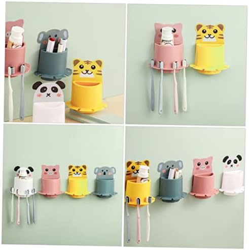 VOSAREA Cute Pig Toothbrush Holder Wall Mounted Storage Rack