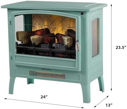 Country Living Infrared Electric Fireplace with Mineral Blue Finish
