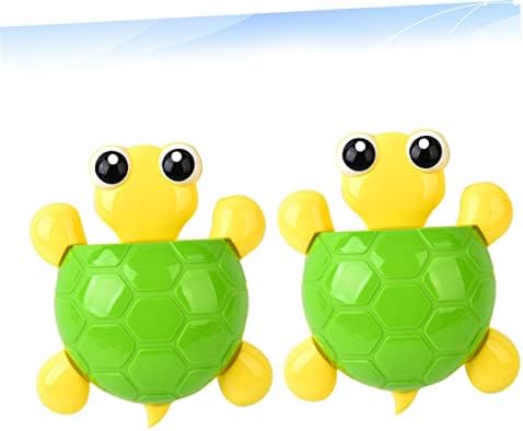 2Pcs Suction Cup Toothbrush Holder with Cute Turtle Design
