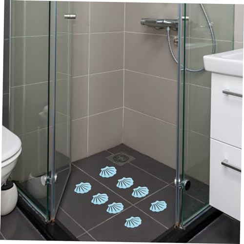 12Pcs Blue Shell Shape Non-Slip Bath Stickers for Kids Safety