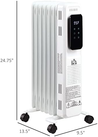 HOMCOM 2475 Electric Space Heater with 3 Modes Timer Remote 1500W White