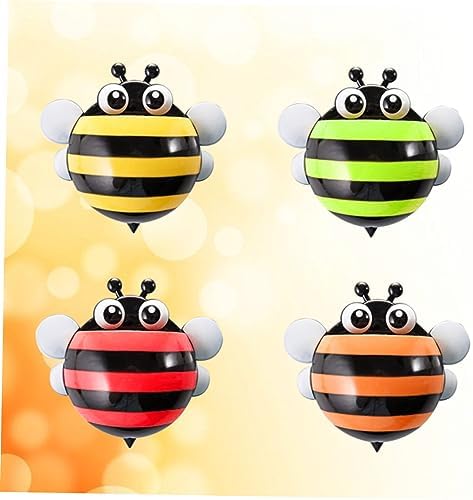4pcs Cartoon Bee Suction Cup Toothbrush Holder Organizer