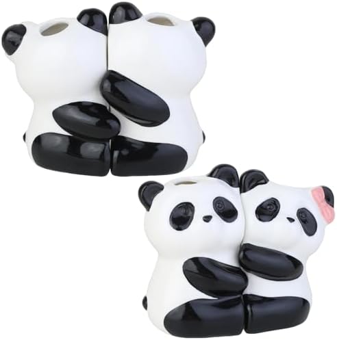 2 Pcs Ceramic Panda Hug Toothbrush Holder - Cute Animal Shape Bathroom Organizer