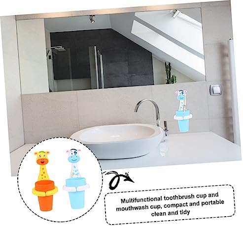 2Sets Cartoon Animal Toothbrush Holder Wall Mounted Storage Rack for Bathroom