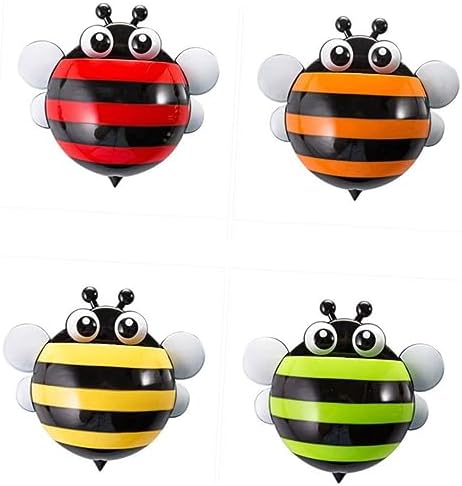 4pcs Cartoon Bee Toothbrush Holder for Bathroom and Travel Use