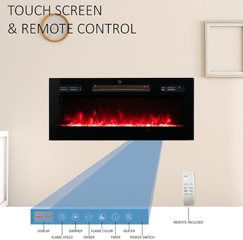 30 Inch Wall Electric Fireplace with Realistic Flame and Quiet Operation
