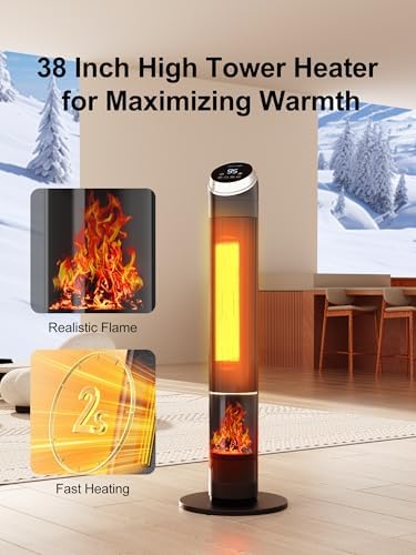 Uthfy 38 Electric Space Heater with Flame and Remote Control