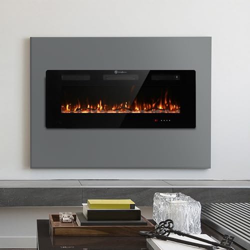FODINGHILL 60 Electric Fireplace with Touch Screen and Adjustable Flame