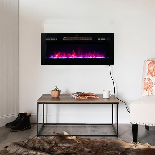 30 Inch Wall Electric Fireplace with Realistic Flame and Quiet Operation