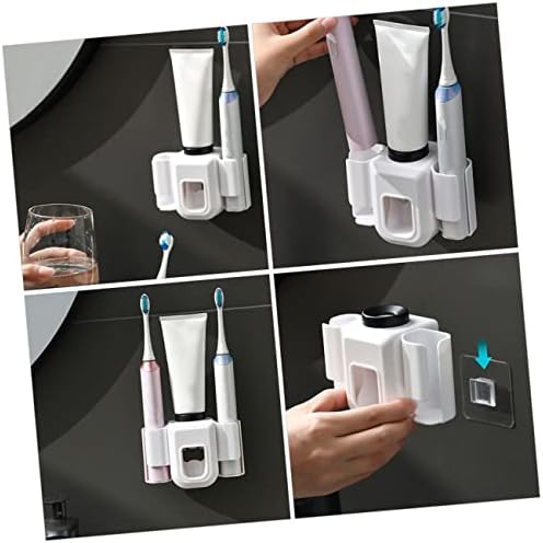 SOLUSTRE Wall Mount Toothpaste Dispenser with Toothbrush Holder