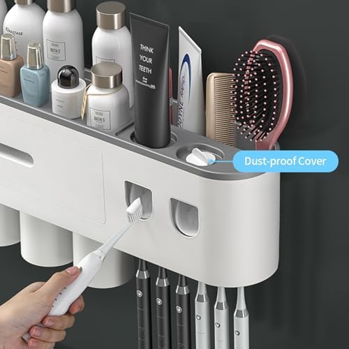 TuCao Toothbrush Holder with Dual Toothpaste Dispenser Kit