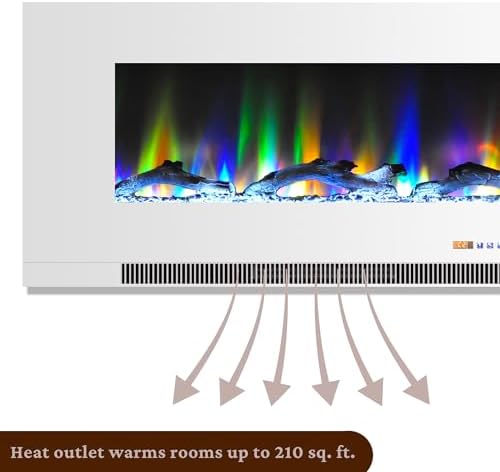 Cambridge 42 Inch Wall Electric Fireplace with Remote and Driftwood Logs