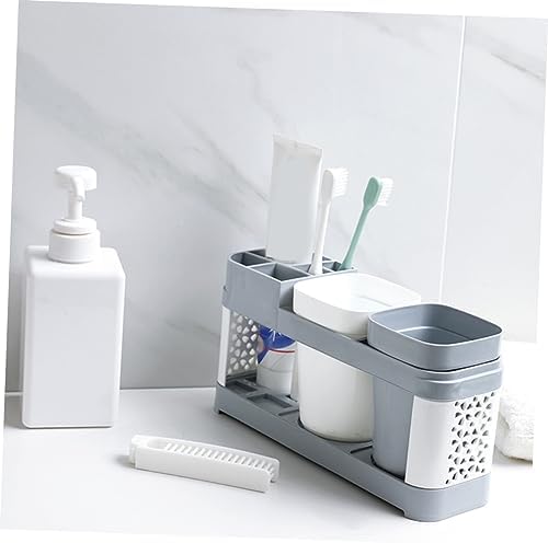 Luxshiny Suction Cup Toothbrush Holder with 2 Cups and 5 Slots