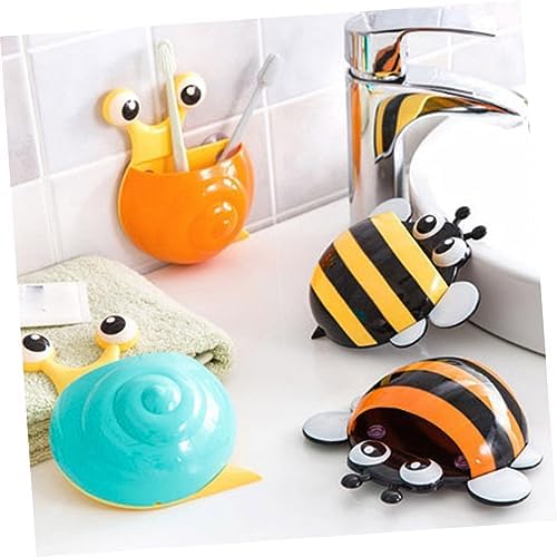 4pcs Cartoon Bee Suction Cup Toothbrush Holder for Bathroom