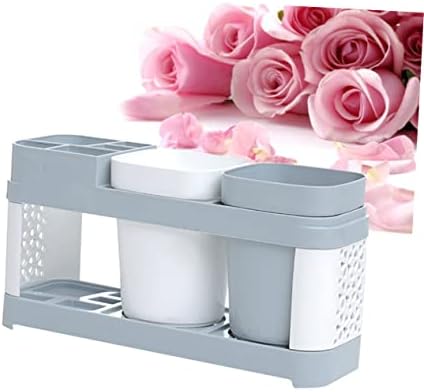 SHOWERORO Toothbrush Toothpaste Holder with 5 Slots and Cup Storage