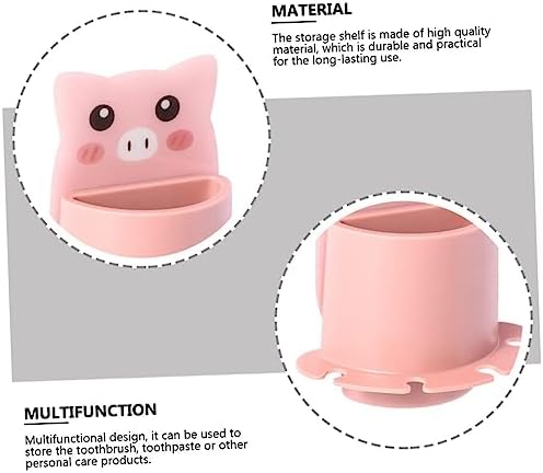 VOSAREA Cute Pig Toothbrush Holder Wall Mounted Storage Rack