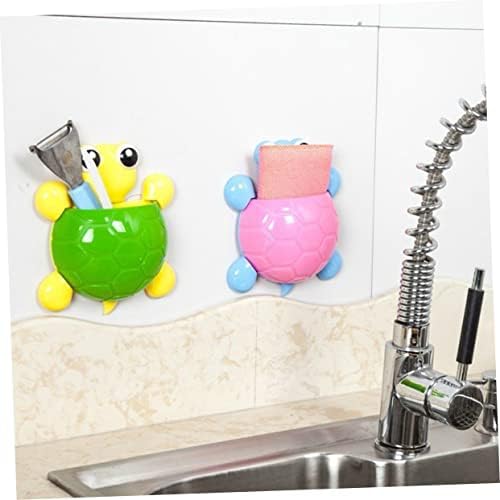2Pcs Cute Turtle Suction Cup Bathroom Organizer