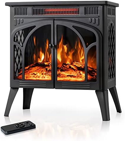 24 Inch Electric Fireplace Stove with Remote Control and 3D Flame Effect
