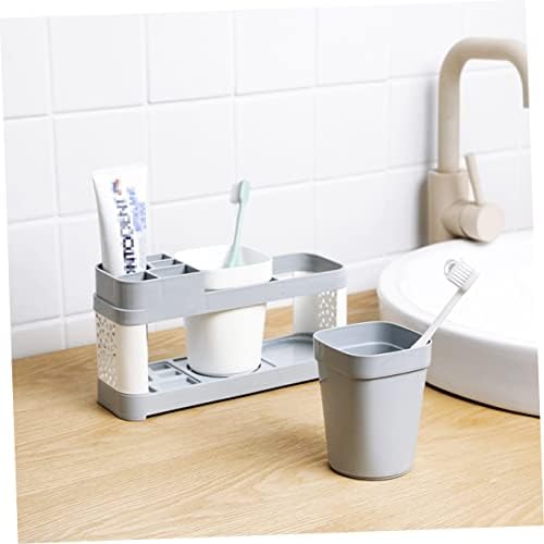 ABOOFAN Toothbrush and Toothpaste Holder with 2 Cups and 5 Slots