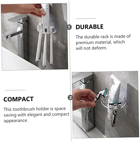 Healifty 5Pcs Wall Mounted Toothbrush Holder Organizer