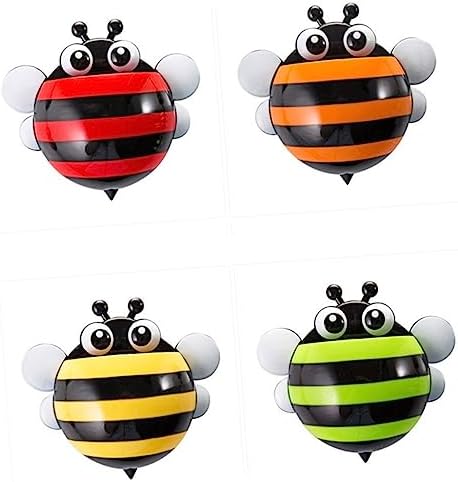 HAKIDZEL 4pcs Cartoon Bee Suction Cup Toothbrush Holder