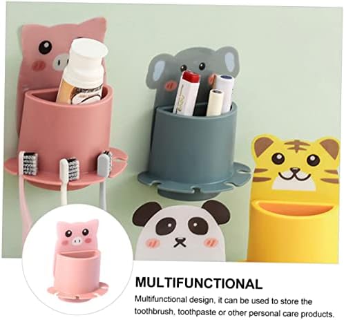VOSAREA Cute Pig Toothbrush Holder Wall Mounted Storage Rack