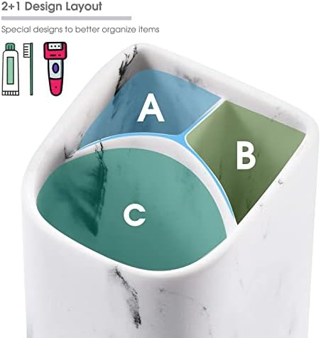ZCCZ Toothbrush Holder - Premium White Marble Organizer