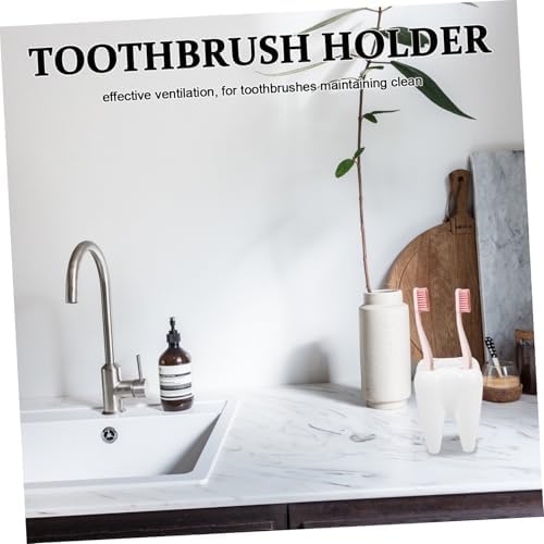 2pcs Cute Tooth Shaped Brush Holder for Bathroom