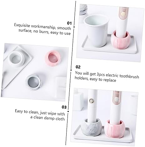 Amosfun 3pcs Marble Electric Toothbrush Holder