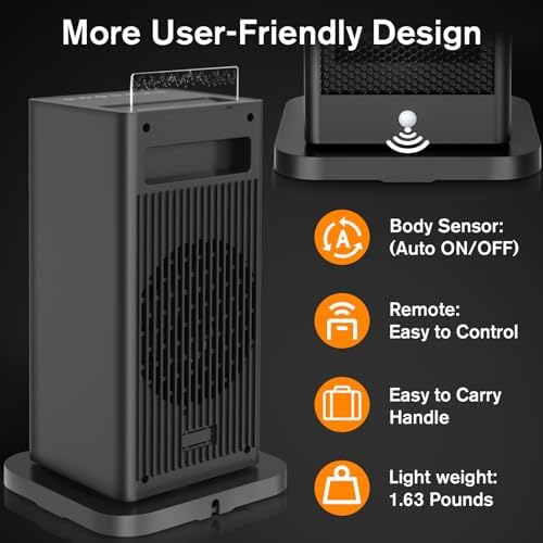 okoium 1500W PTC Ceramic Space Heater with Humidifier and 3D Flame Effect 1