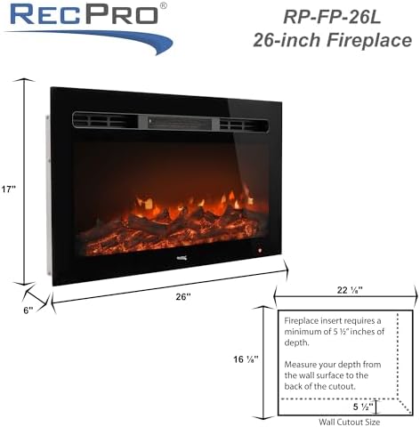 RecPro Recessed Electric Fireplace with Remote