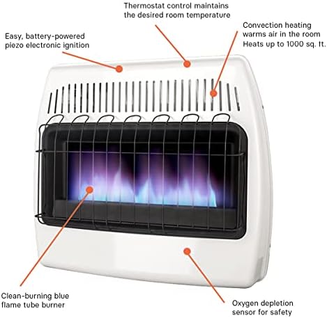 JAMNOLA UTY 30000 BTU Propane Wall Heater - Dual Fuel Fan Blower White