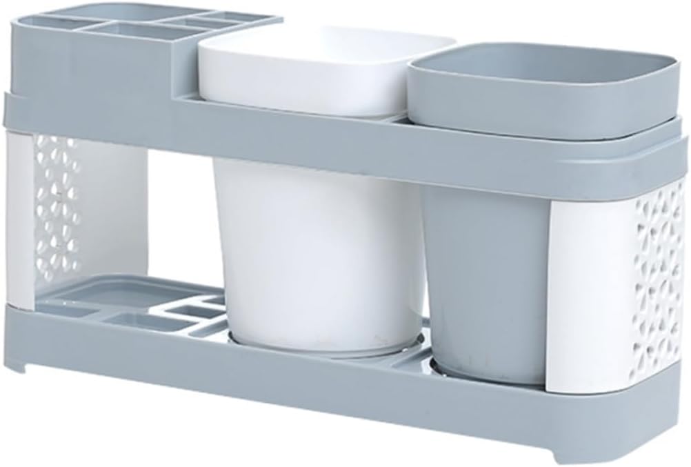 SHOWERORO Toothbrush Toothpaste Holder with 5 Slots and Cup Storage